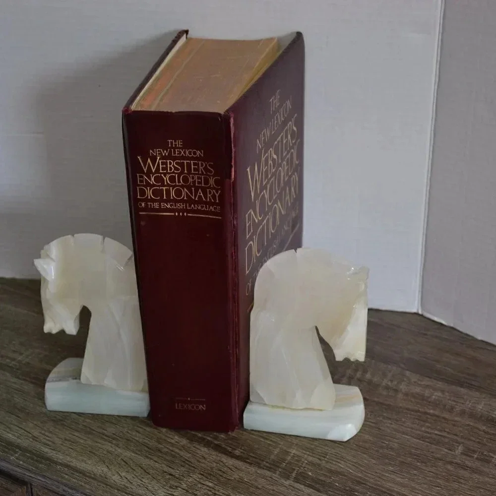 Vtg  Onyx Horse Head Book Ends - Picture 3 of 9